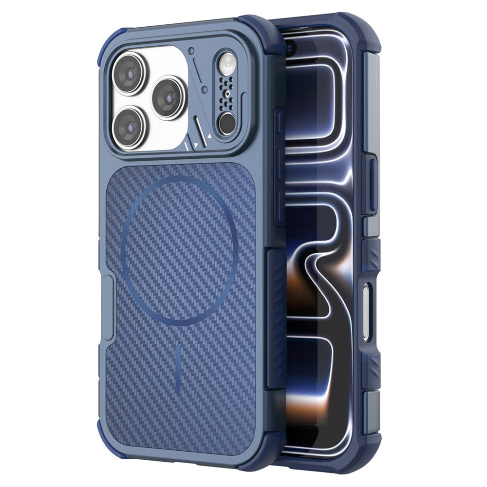 For iPhone 18 Pro Max / 17 Pro Max Magnetic Case Carbon Fiber Texture PC + TPU Corner Protection Phone Cover