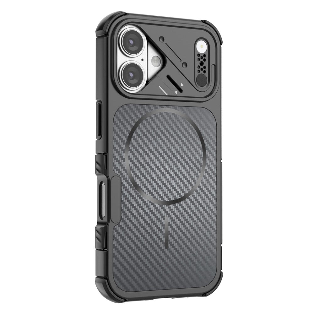 For iPhone 17 Magnetic Case Carbon Fiber Texture PC + TPU Corner Protection Phone Cover