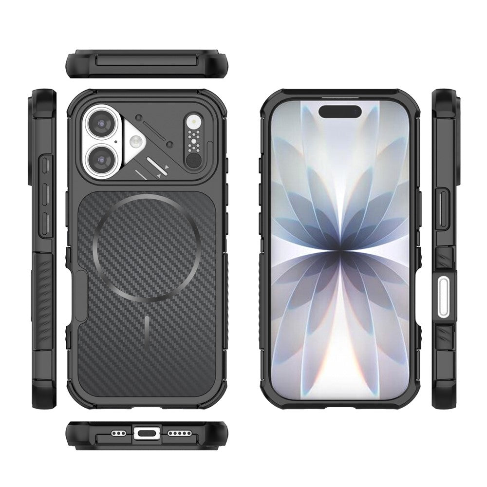 For iPhone 17 Magnetic Case Carbon Fiber Texture PC + TPU Corner Protection Phone Cover