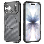 For iPhone 16 Magnetic Case Carbon Fiber Texture PC + TPU Corner Protection Phone Cover
