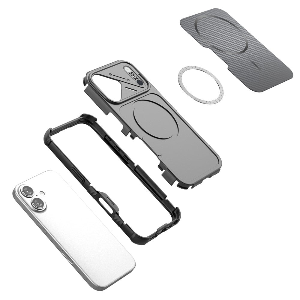 For iPhone 16 Magnetic Case Carbon Fiber Texture PC + TPU Corner Protection Phone Cover