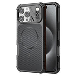 Til iPhone 16 Pro Magnetisk Etui Kulfiber Tekstur PC + TPU Hjørnebeskyttelse Telefoncover