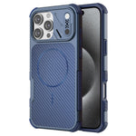 Til iPhone 16 Pro Magnetisk Etui Kulfiber Tekstur PC + TPU Hjørnebeskyttelse Telefoncover