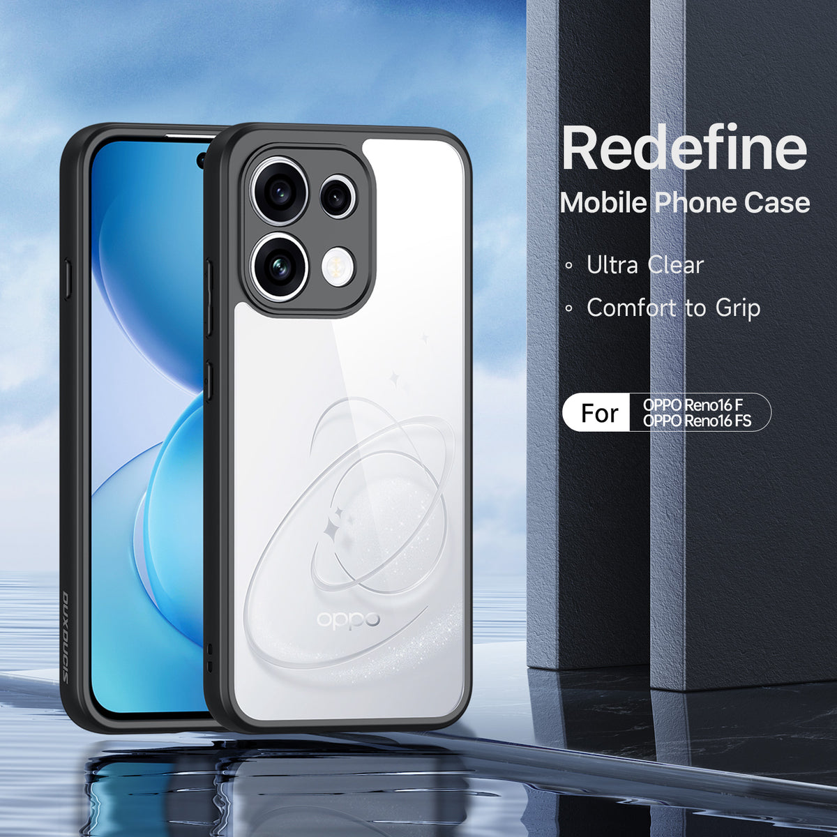 DUX DUCIS för Oppo Reno16 FS 5G / Reno16 F 5G / Reno16c 5G Aimo-serien PC + TPU genomskinligt bakstycke för mobil (REACH-certifiering)