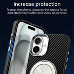 For iPhone 16 Case Rotating Magnetic Kickstand Carbon Fiber Texture TPU + PET + PC Phone Cover