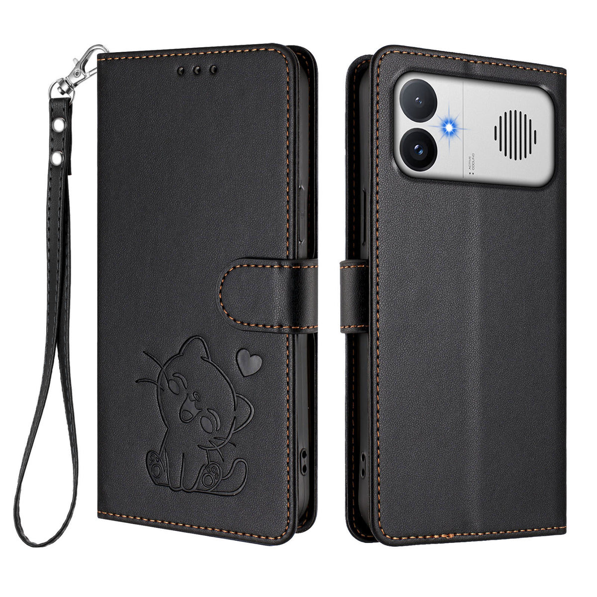 For Xiaomi Redmi K90 Max 5G Wallet Case with Wrist Strap Love Cat Pattern Imprint Leather Phone Cover