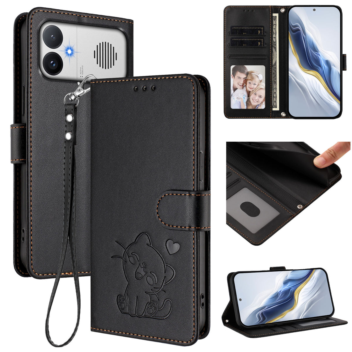 For Xiaomi Redmi K90 Max 5G Wallet Case with Wrist Strap Love Cat Pattern Imprint Leather Phone Cover