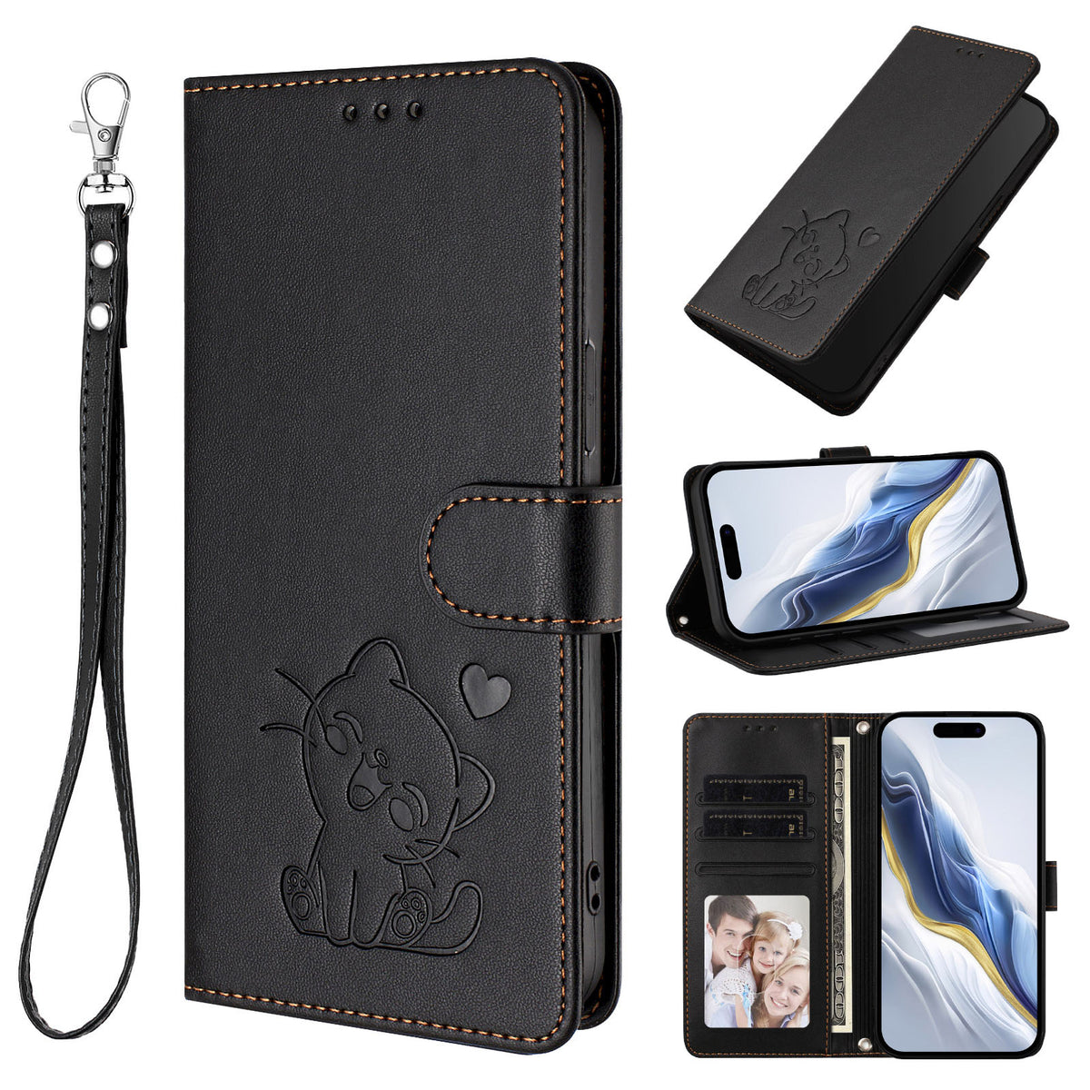 For Xiaomi Redmi K90 Max 5G Wallet Case with Wrist Strap Love Cat Pattern Imprint Leather Phone Cover