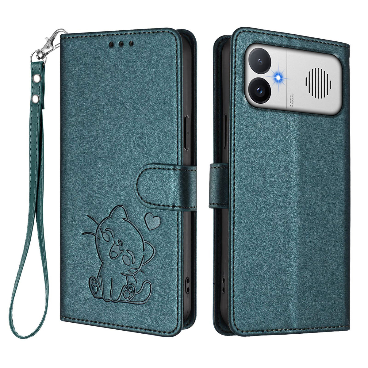 For Xiaomi Redmi K90 Max 5G Wallet Case with Wrist Strap Love Cat Pattern Imprint Leather Phone Cover