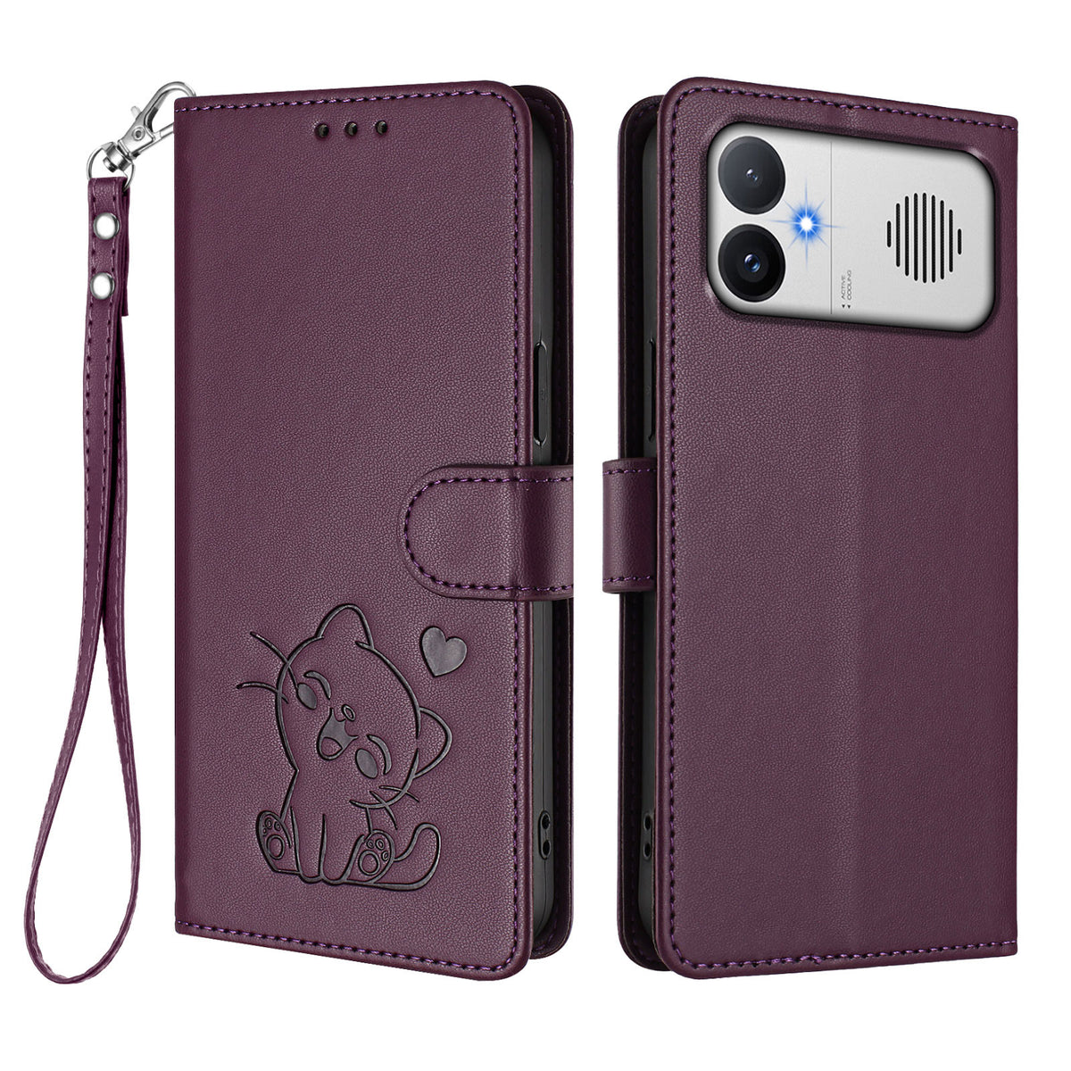 For Xiaomi Redmi K90 Max 5G Wallet Case with Wrist Strap Love Cat Pattern Imprint Leather Phone Cover