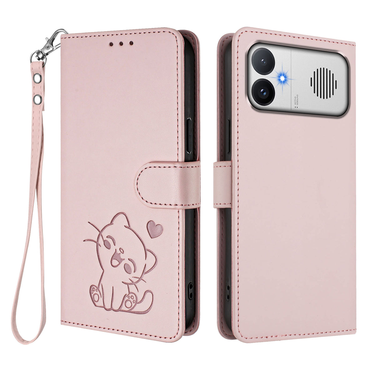 For Xiaomi Redmi K90 Max 5G Wallet Case with Wrist Strap Love Cat Pattern Imprint Leather Phone Cover