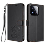 For Xiaomi 17 Max Wallet Case with Wrist Strap Love Cat Pattern Imprint Leather Phone Cover