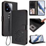 For Xiaomi 17 Max Wallet Case with Wrist Strap Love Cat Pattern Imprint Leather Phone Cover