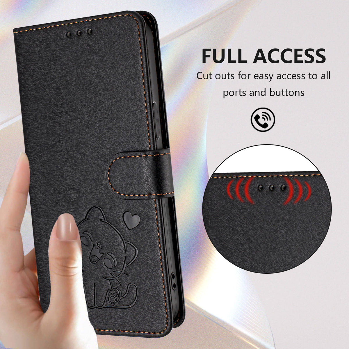 For Xiaomi 17 Max Wallet Case with Wrist Strap Love Cat Pattern Imprint Leather Phone Cover