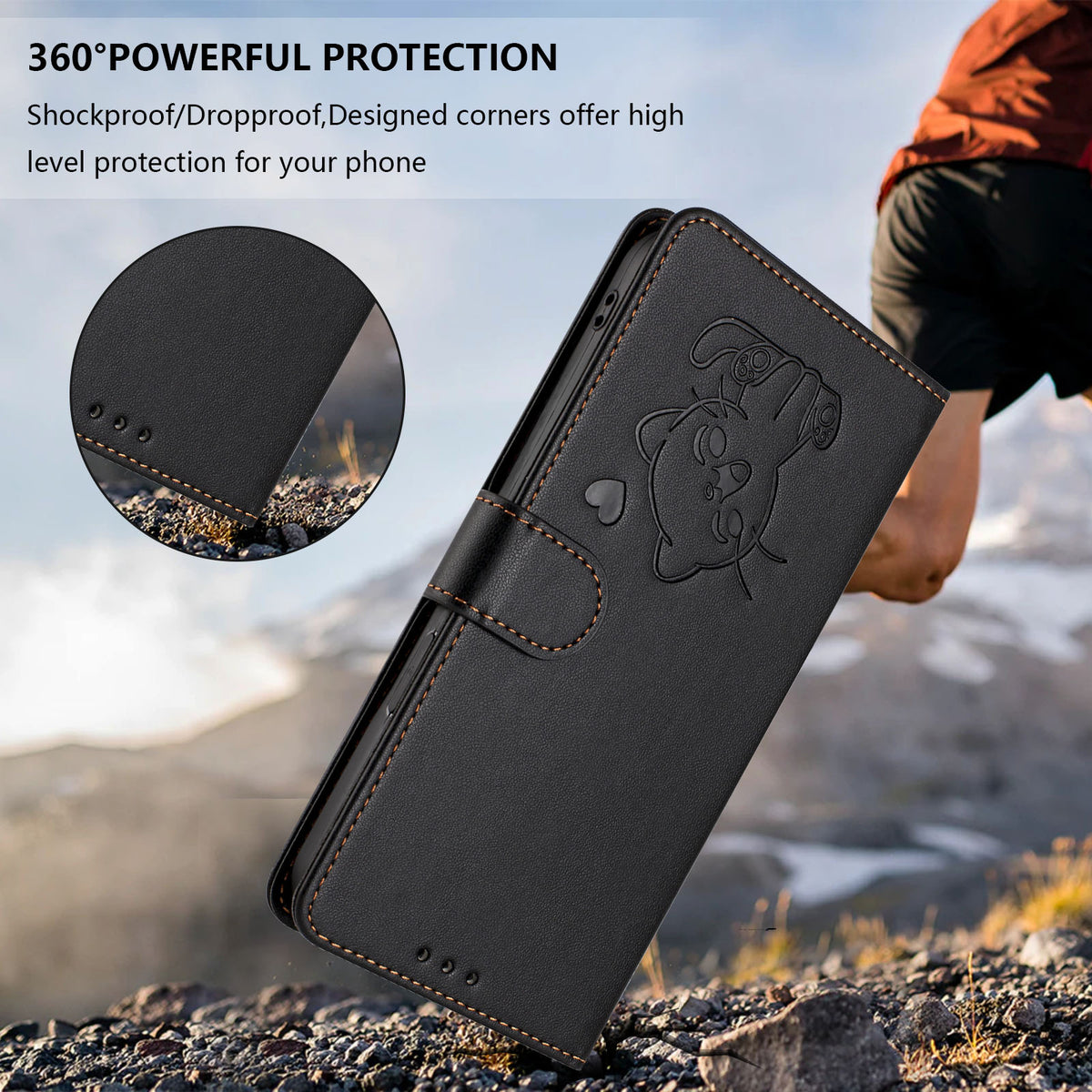 For Xiaomi 17 Max Wallet Case with Wrist Strap Love Cat Pattern Imprint Leather Phone Cover