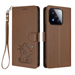 For Xiaomi 17 Max Wallet Case with Wrist Strap Love Cat Pattern Imprint Leather Phone Cover