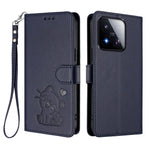 For Xiaomi 17 Max Wallet Case with Wrist Strap Love Cat Pattern Imprint Leather Phone Cover