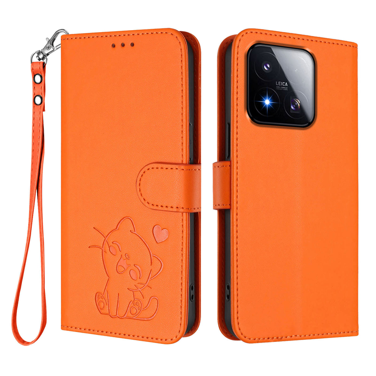 For Xiaomi 17 Max Wallet Case with Wrist Strap Love Cat Pattern Imprint Leather Phone Cover