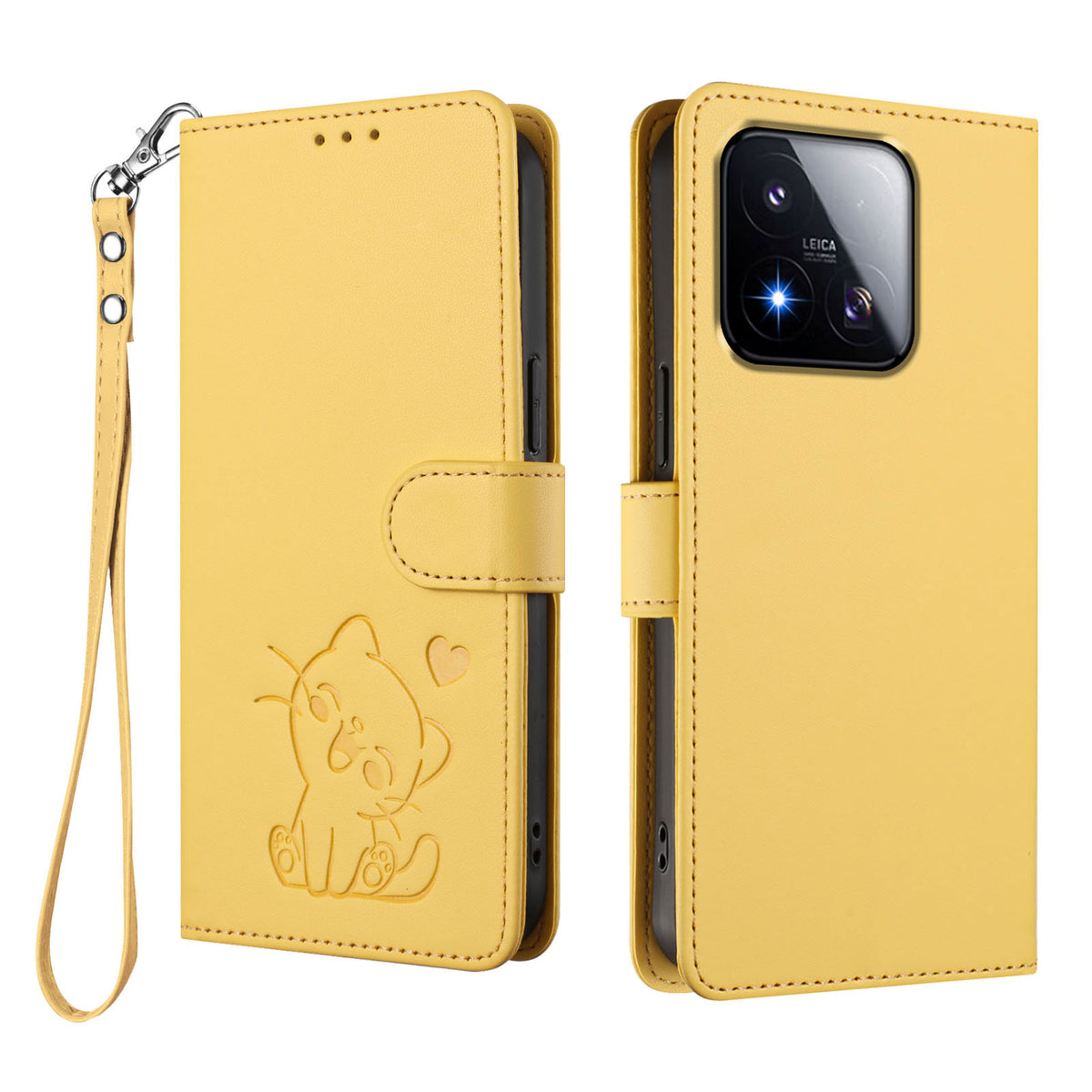 For Xiaomi 17 Max Wallet Case with Wrist Strap Love Cat Pattern Imprint Leather Phone Cover