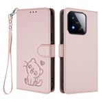 For Xiaomi 17 Max Wallet Case with Wrist Strap Love Cat Pattern Imprint Leather Phone Cover