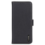 KHAZNEH pungetui til Xiaomi Redmi 17 5G / Redmi 17 4G, litchi-tekstur, ægte okselæder, flipmobilcover