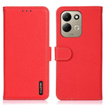 KHAZNEH pungetui til Xiaomi Redmi 17 5G / Redmi 17 4G, litchi-tekstur, ægte okselæder, flipmobilcover