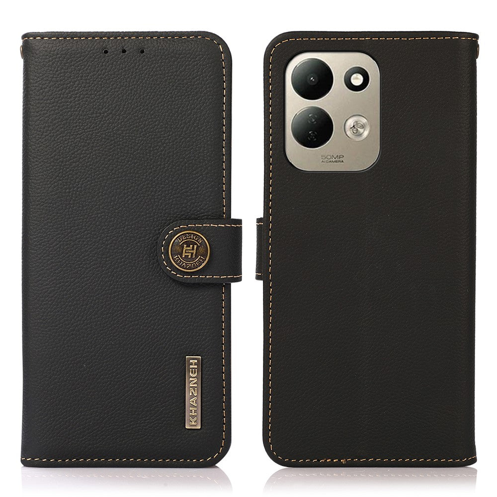 KHAZNEH for Xiaomi Redmi 17 5G  /  Redmi 17 4G Case Genuine Cow Leather RFID Blocking Wallet Phone Cover