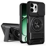 For OnePlus N6 4G Magnetic Case Ring Holder Foldable Kickstand TPU PC Phone Cover with Camera Lens Slider
