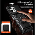 For OnePlus N6 4G Magnetic Case Ring Holder Foldable Kickstand TPU PC Phone Cover with Camera Lens Slider