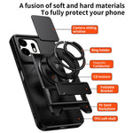 For OnePlus N6 4G Magnetic Case Ring Holder Foldable Kickstand TPU PC Phone Cover with Camera Lens Slider