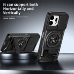 For OnePlus N6 4G Magnetic Case Ring Holder Foldable Kickstand TPU PC Phone Cover with Camera Lens Slider