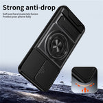 For OnePlus N6 4G Magnetic Case Ring Holder Foldable Kickstand TPU PC Phone Cover with Camera Lens Slider