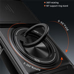 For OnePlus N6 4G Magnetic Case Ring Holder Foldable Kickstand TPU PC Phone Cover with Camera Lens Slider