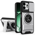 For OnePlus N6 4G Magnetic Case Ring Holder Foldable Kickstand TPU PC Phone Cover with Camera Lens Slider