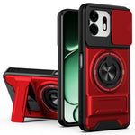For OnePlus N6 4G Magnetic Case Ring Holder Foldable Kickstand TPU PC Phone Cover with Camera Lens Slider