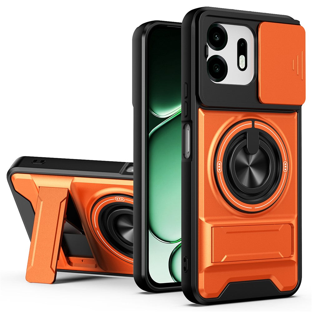 For OnePlus N6 4G Magnetic Case Ring Holder Foldable Kickstand TPU PC Phone Cover with Camera Lens Slider