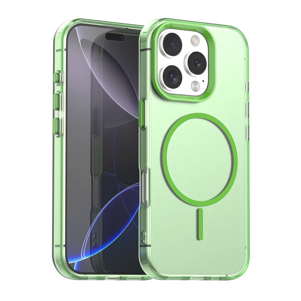 For iPhone 16 Pro Max Magnetic Case PC + TPU + PET Air Cushion Shockproof Phone Cover