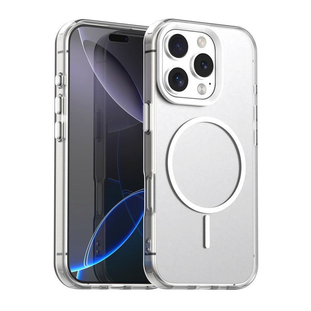 For iPhone 16 Pro Magnetic Case PC + TPU + PET Air Cushion Shockproof Phone Cover