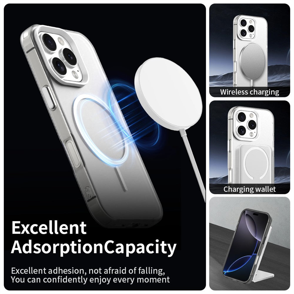 For iPhone 16 Pro Magnetic Case PC + TPU + PET Air Cushion Shockproof Phone Cover
