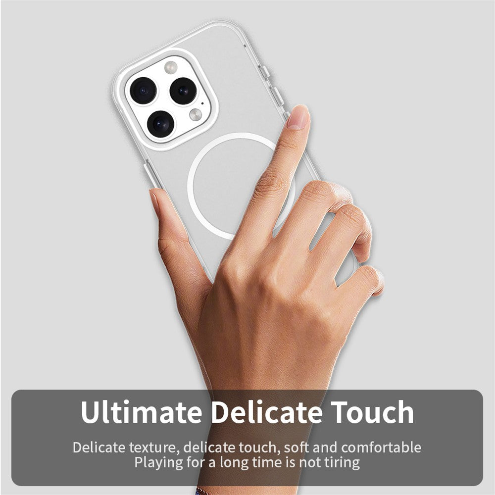 For iPhone 16 Pro Magnetic Case PC + TPU + PET Air Cushion Shockproof Phone Cover
