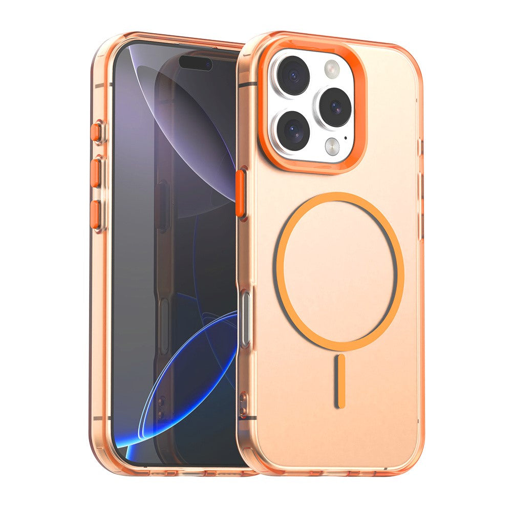 For iPhone 16 Pro Magnetic Case PC + TPU + PET Air Cushion Shockproof Phone Cover