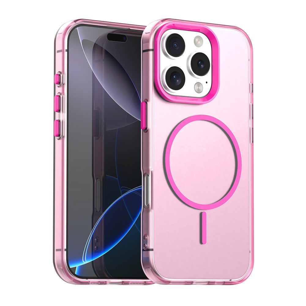 For iPhone 16 Pro Magnetic Case PC + TPU + PET Air Cushion Shockproof Phone Cover