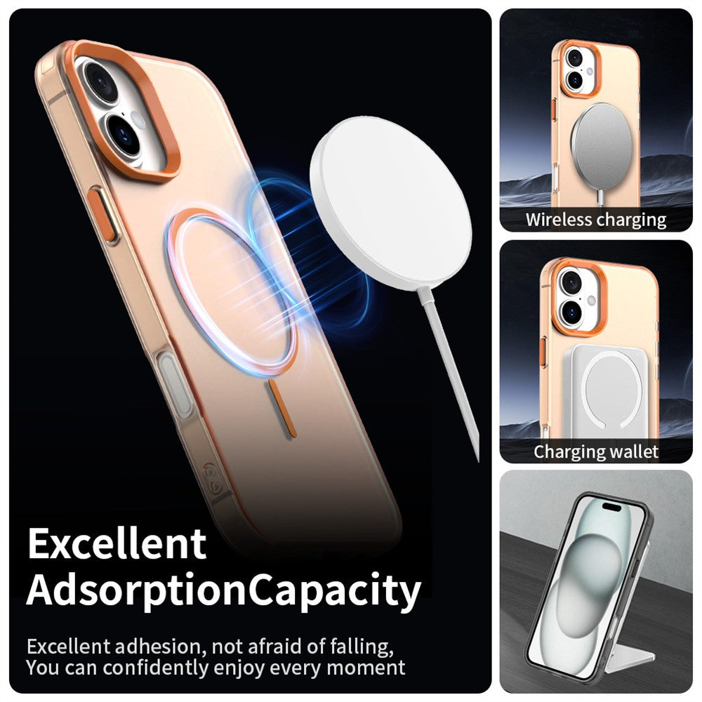 For iPhone 16 Magnetic Case PC + TPU + PET Air Cushion Shockproof Phone Cover