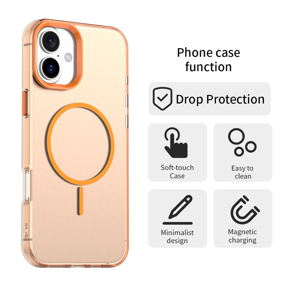 For iPhone 16 Magnetic Case PC + TPU + PET Air Cushion Shockproof Phone Cover