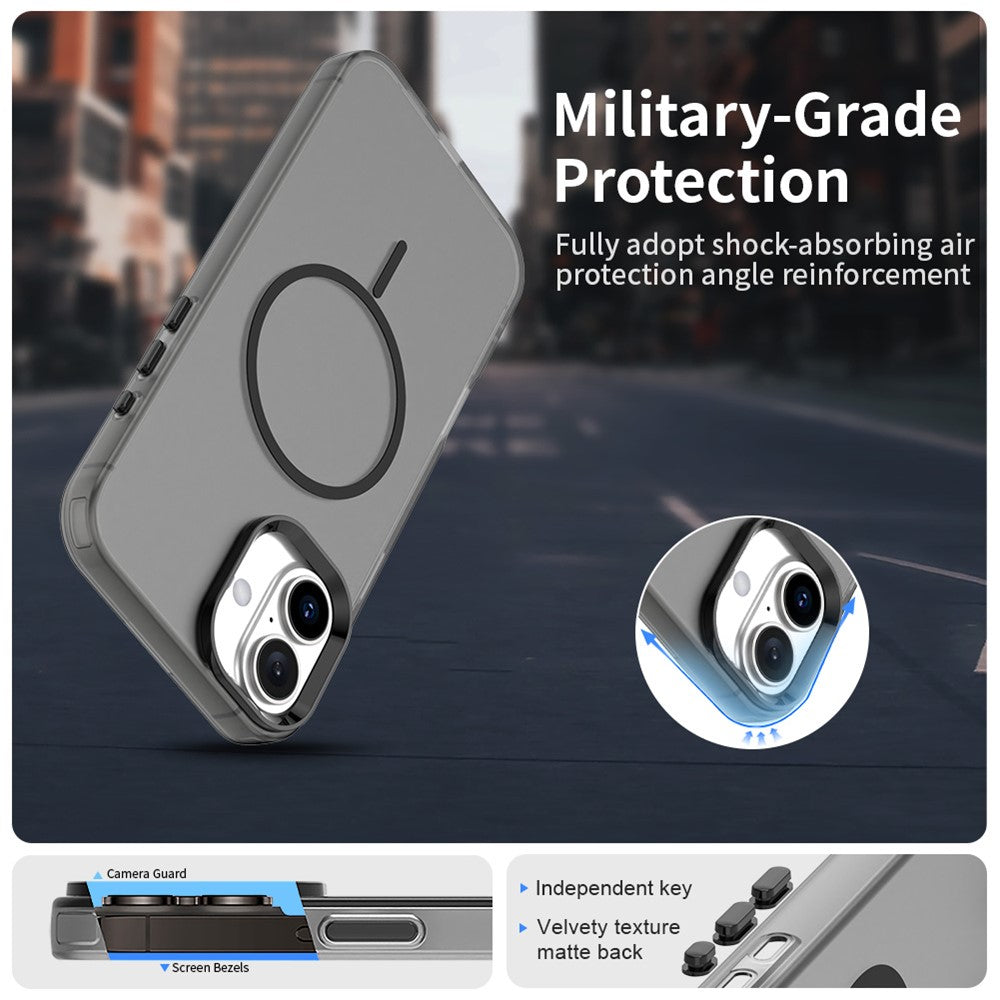 Til iPhone 16 Plus Magnetisk Cover PC + TPU + PET Air Cushion Stødsikkert Telefoncover