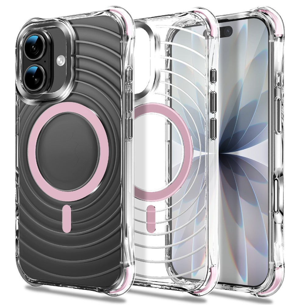 Til iPhone 16 Magnetisk Cover Airbag Hjørne Stødsikkert Ripple TPU Telefoncover