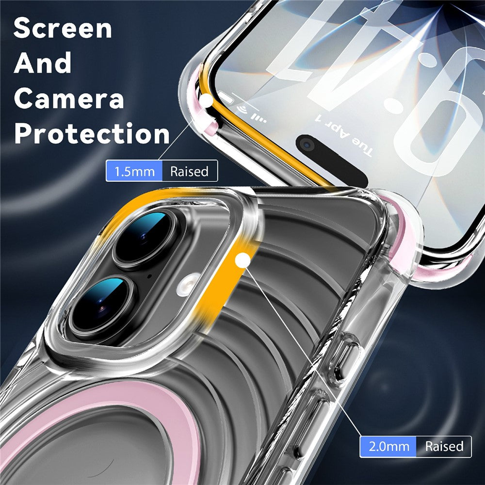 Til iPhone 16 Magnetisk Cover Airbag Hjørne Stødsikkert Ripple TPU Telefoncover
