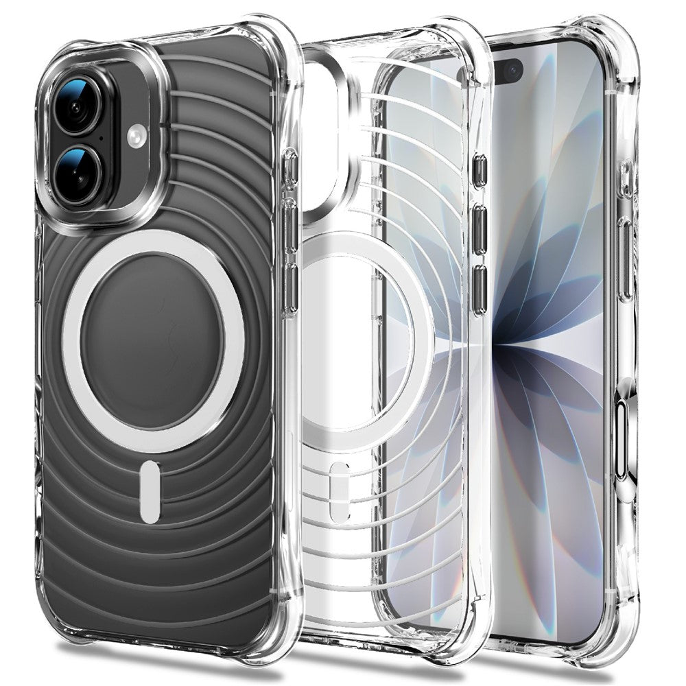 Til iPhone 16 Magnetisk Cover Airbag Hjørne Stødsikkert Ripple TPU Telefoncover
