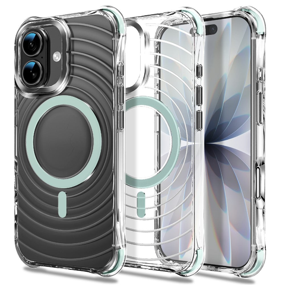 Til iPhone 16 Magnetisk Cover Airbag Hjørne Stødsikkert Ripple TPU Telefoncover