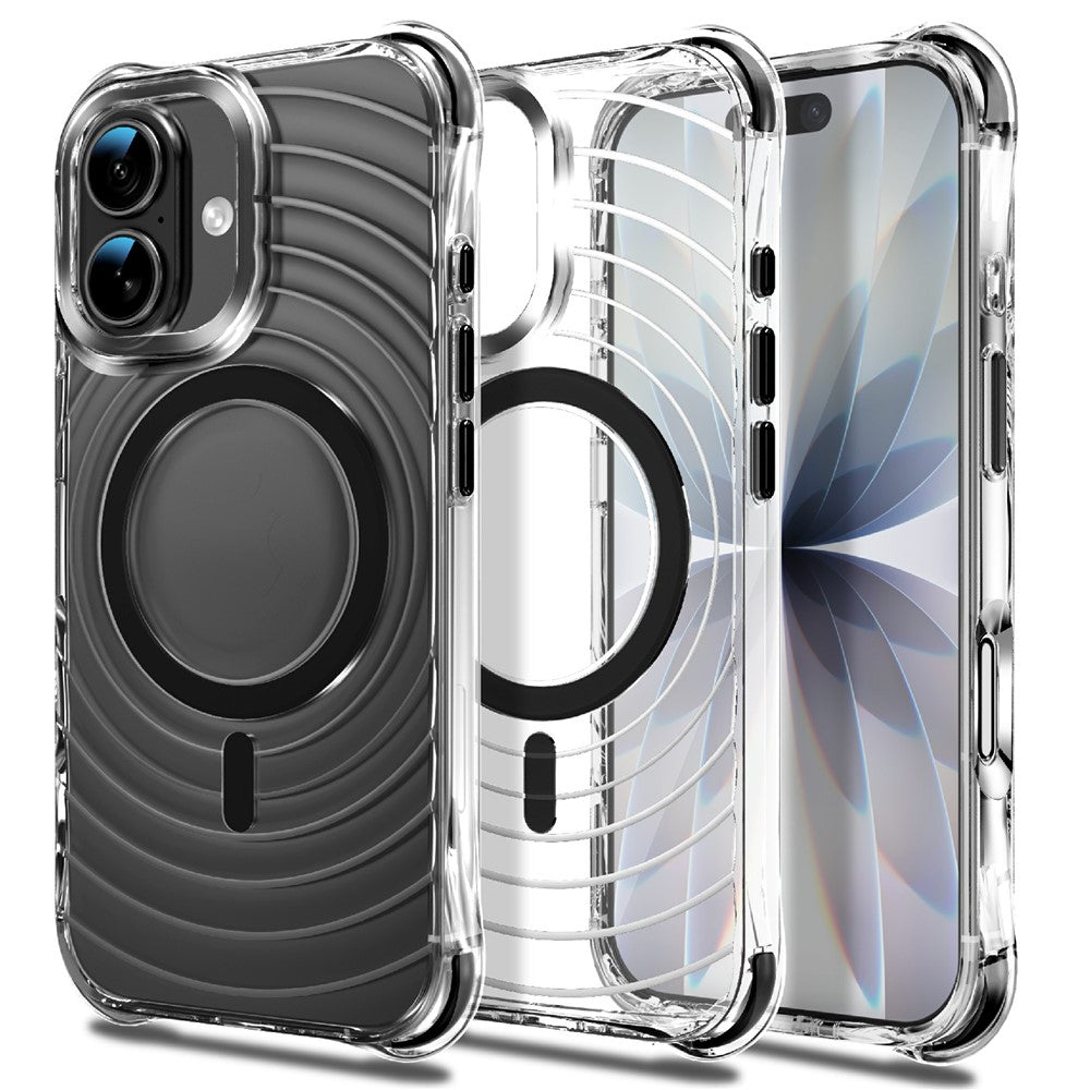 Til iPhone 16 Magnetisk Cover Airbag Hjørne Stødsikkert Ripple TPU Telefoncover